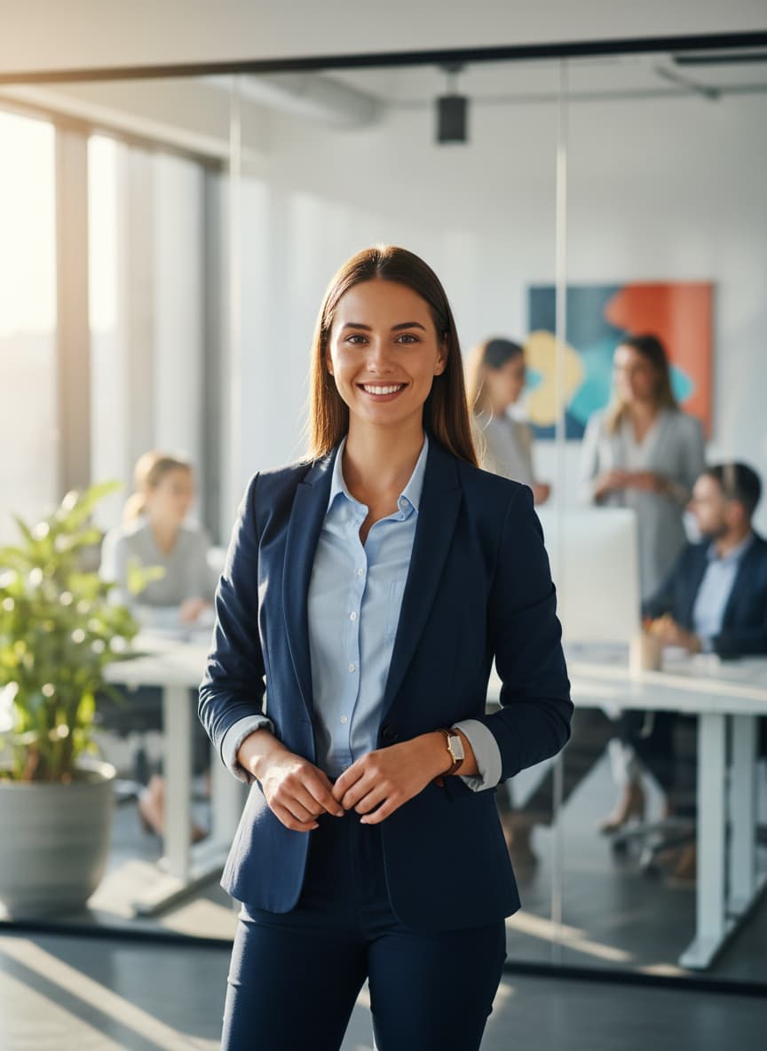 A confident Platinum Life insurance agent in the office